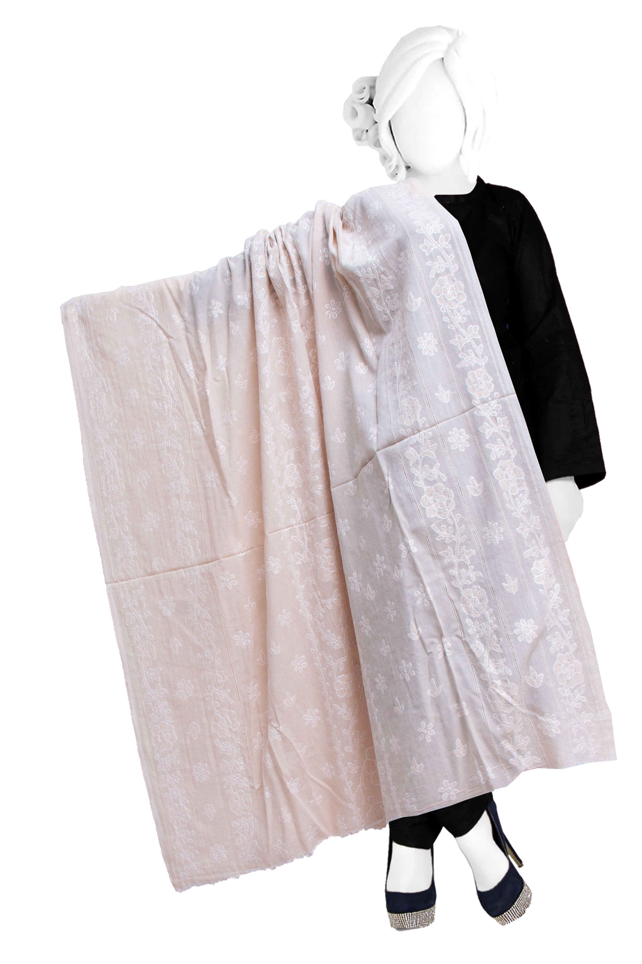 Premium Pure Lawn Fabric Chaddar with Jacquard Tarkashi and Hand Embroidery