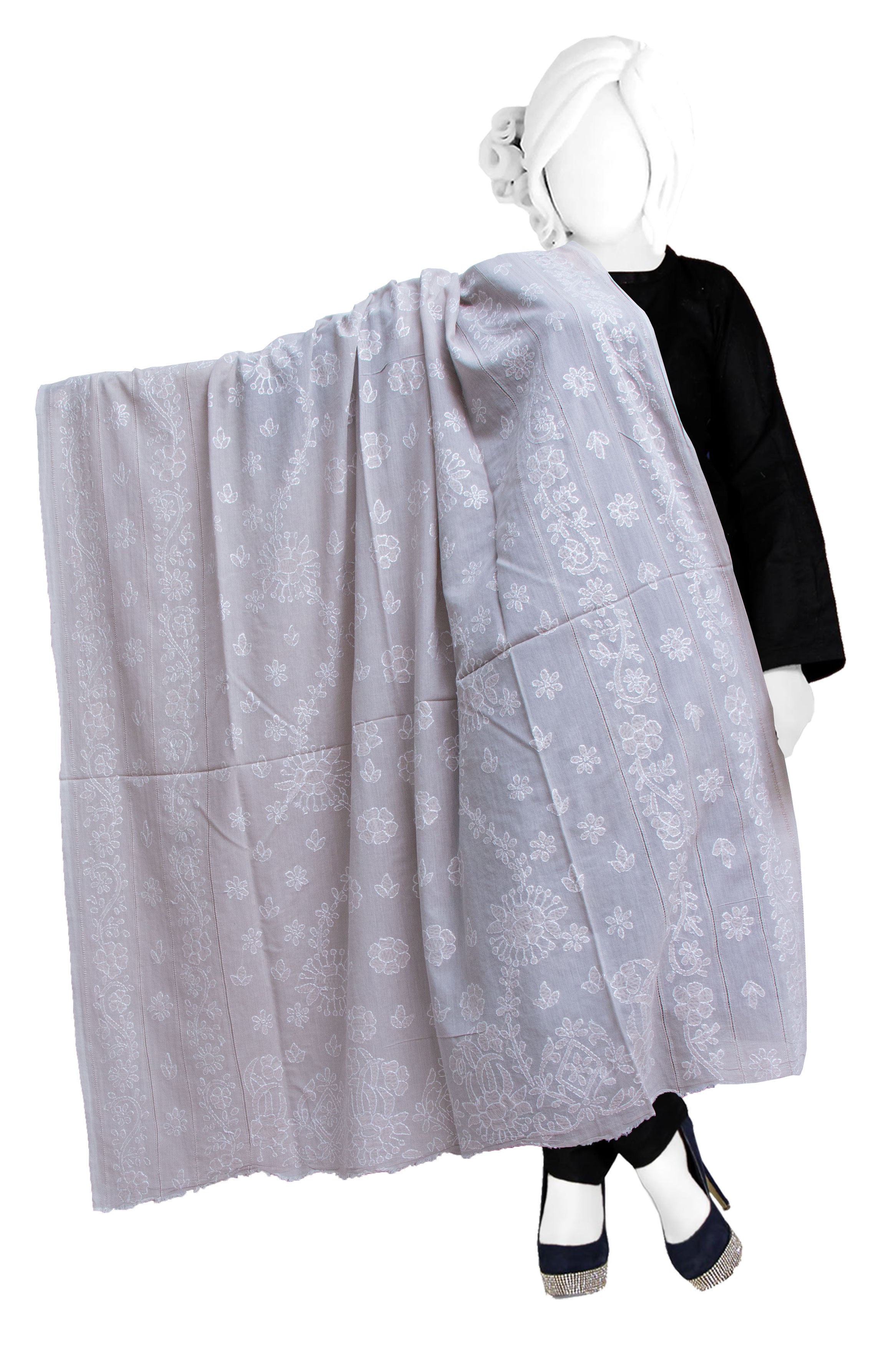 Premium Pure Lawn Fabric Chaddar with Jacquard Tarkashi and Hand Embroidery