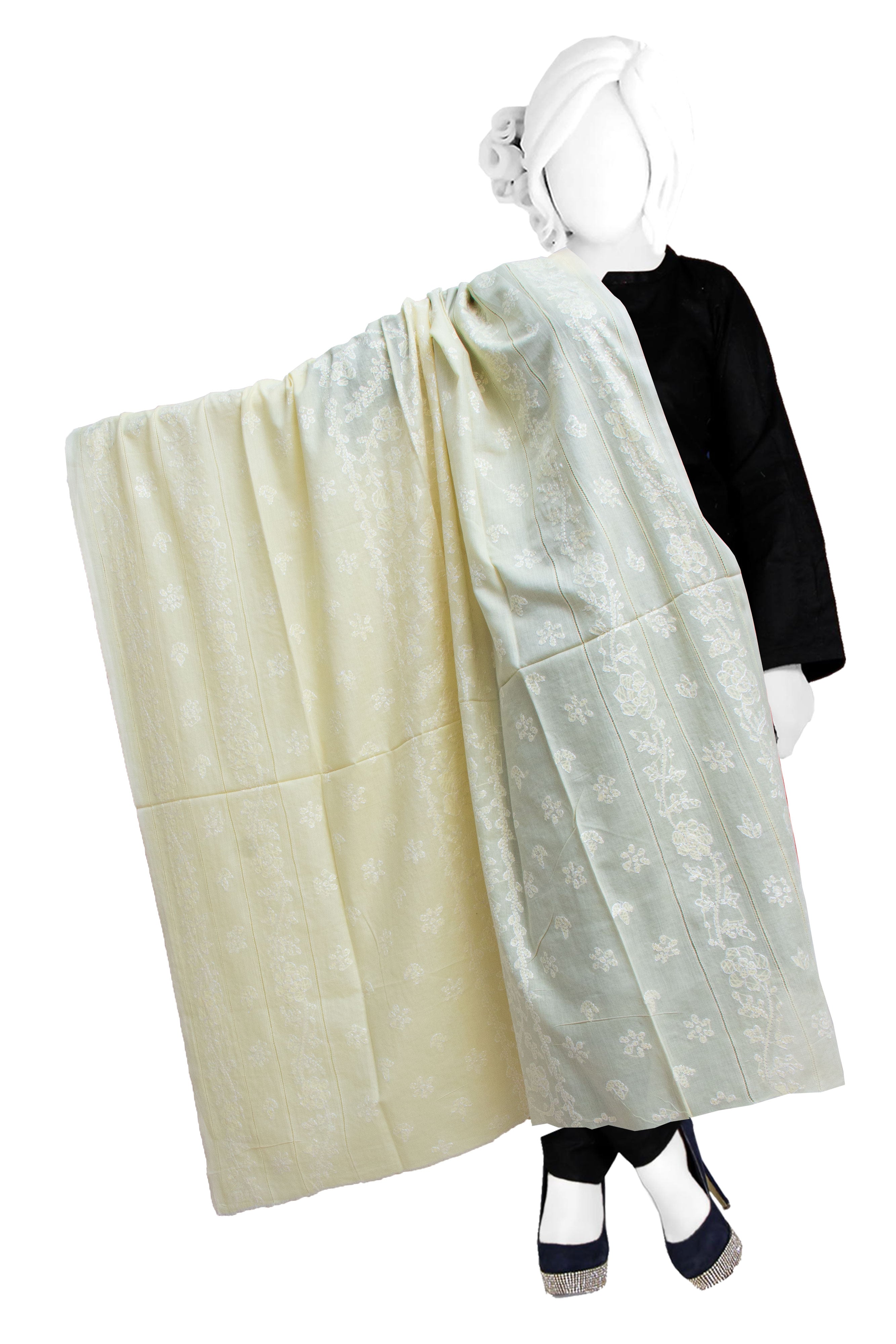 Premium Pure Lawn Fabric Chaddar with Jacquard Tarkashi and Hand Embroidery