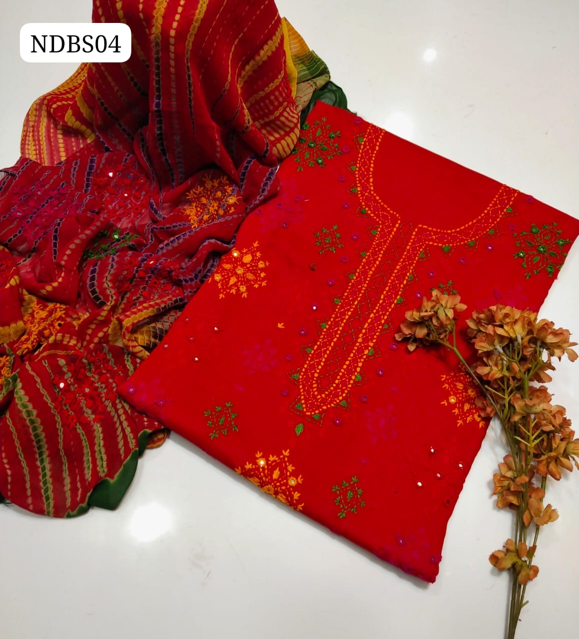 Pure Lawn HandeMade Afghani Gala Jall Neat work Botiq Style Shirt With Embroidery Chiffon Crush Tei & Dei Dupatta And Plain lawn Trouser 3Pc Dress