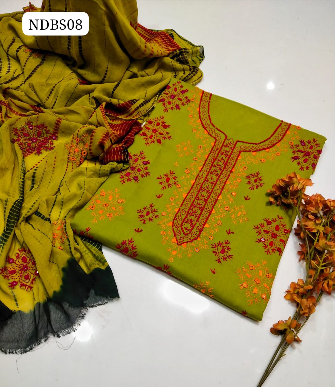 Pure Lawn HandeMade Afghani Gala Jall Neat work Botiq Style Shirt With Embroidery Chiffon Crush Tei & Dei Dupatta And Plain lawn Trouser 3Pc Dress