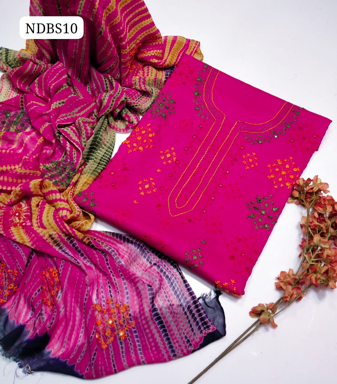 Pure Lawn HandeMade Afghani Gala Jall Neat work Botiq Style Shirt With Embroidery Chiffon Crush Tei & Dei Dupatta And Plain lawn Trouser 3Pc Dress