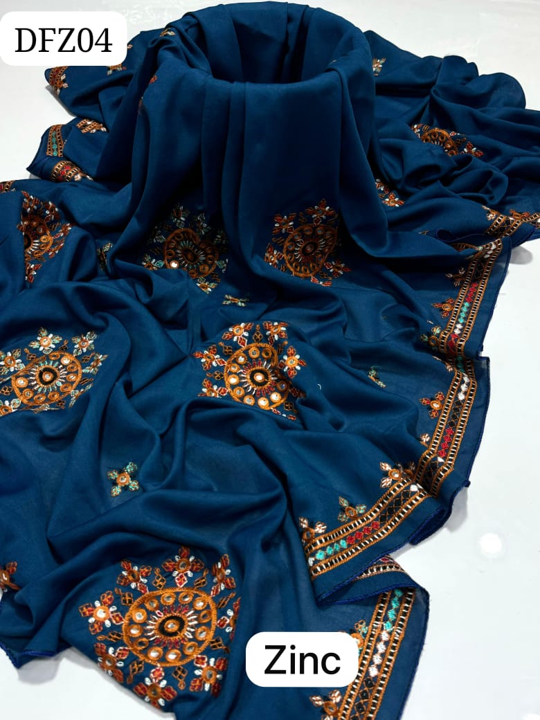 Swiss Lawn Fabric Elegant And Beautiful Machine Balochi With Sequence Full Size Chadar