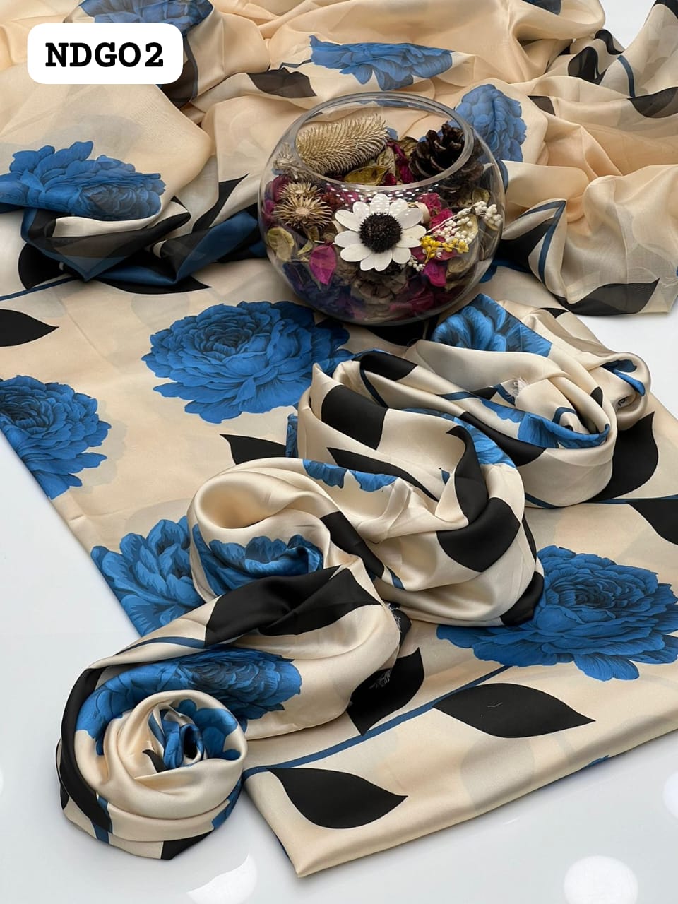 Stuff Shamoz SIlk Digital Print Shirt And Trouser Along With Organza Digital Print Dupatta 3PC Dress