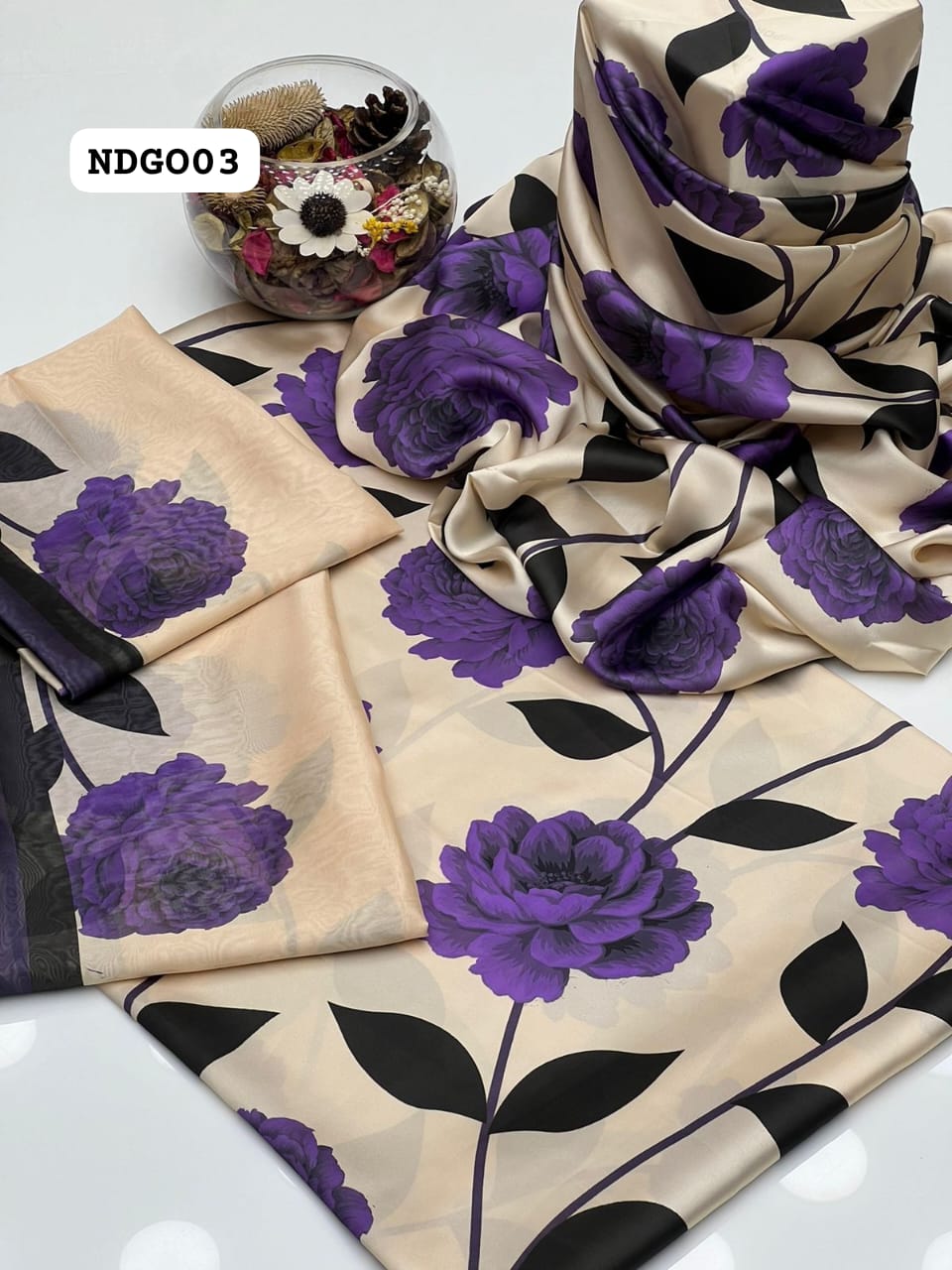 Stuff Shamoz SIlk Digital Print Shirt And Trouser Along With Organza Digital Print Dupatta 3PC Dress