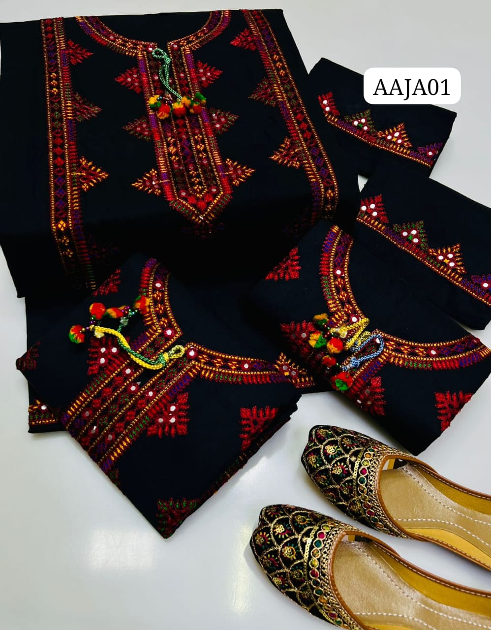 Stuff Cotton Nect Embroidery Balochi Sequence Shirt And Cotton EMbroidery Trouser 2PC Dress