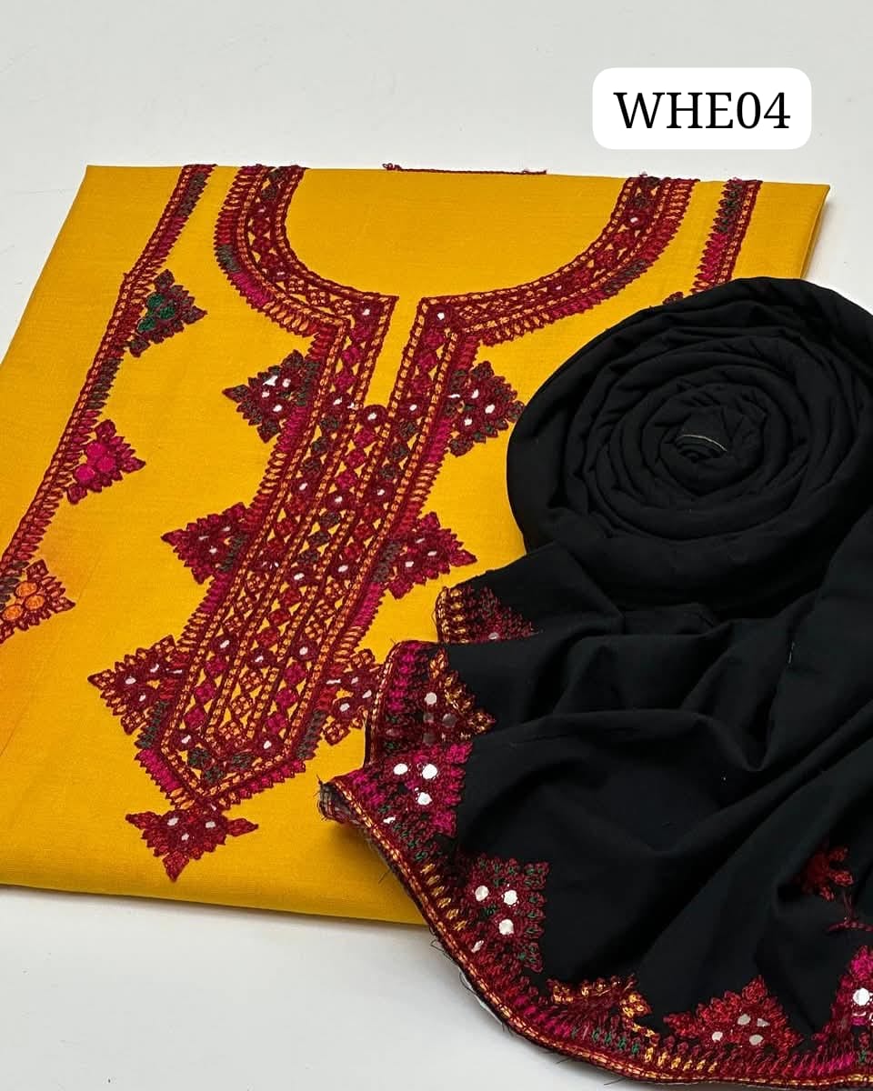 Stuff Lawn Cotton 9MM Sindhi Embroidery Shirt And Lawn Cotton EMbroidery Trouser 2PC Dress