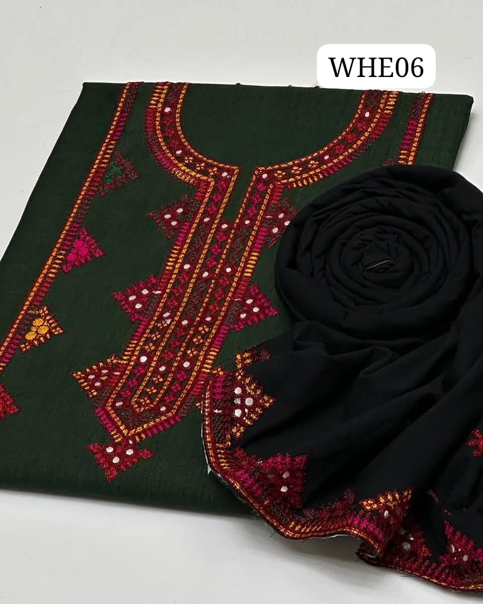 Stuff Lawn Cotton 9MM Sindhi Embroidery Shirt And Lawn Cotton EMbroidery Trouser 2PC Dress