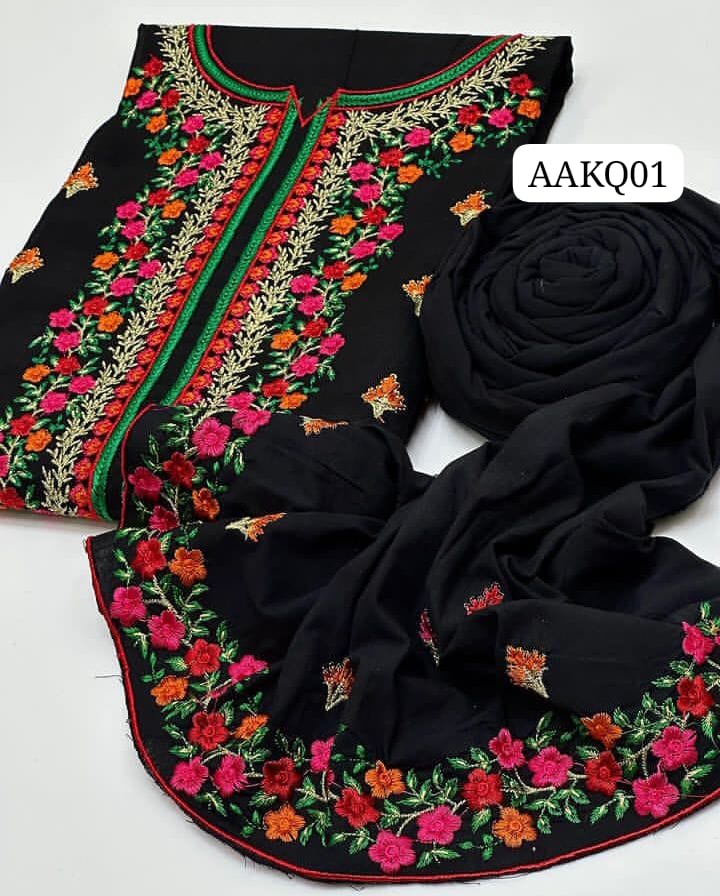 STuff Cotton Pakka Gala Phulkkari Multi EMbroidery Shirt And Trouser 2PC Dress