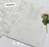 Most Demanding Handmade Artical Stuff Soft  Lawn original mirror work Shirt, Attach Trouser Along With Chiffon Embroided Dupatta 3pcs Dress