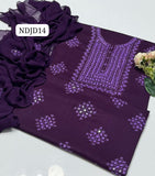 Most Demanding Handmade Artical Stuff Soft  Lawn original mirror work Shirt, Attach Trouser Along With Chiffon Embroided Dupatta 3pcs Dress