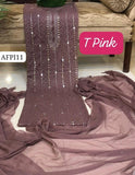 Stuff bember Crinkle &nbsp;Mukaish Gala Jaal Shirt, Along with bember Crinkle Mukaish Work Dupatta 2pcs Dress