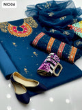 Organza Handmade + Aari Zarri Beads And Gotta Work Applique Shirt With Heavy Sleeves Patch Work Along Aari Work Organza Dupatta And Katan Silk Trouser