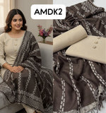 Stuff Self Wool Shirt And Trouser WIth Heavy Full size Both sided Useable Original Khaadi Jacquard Shawl 3PC Dress