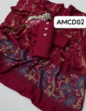 STuff Self Wool Designing shirt and trouser With Heavy All over Jacquard indian  designing borders Full size Shawl 3PC Dress