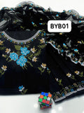 Stuff Cotton Cross Stich Front Full Gala Daman Embroidery Shirt And Embroidery TROUSER With Chiffon Beautiful Embroidery Dupatta 3PC Dress