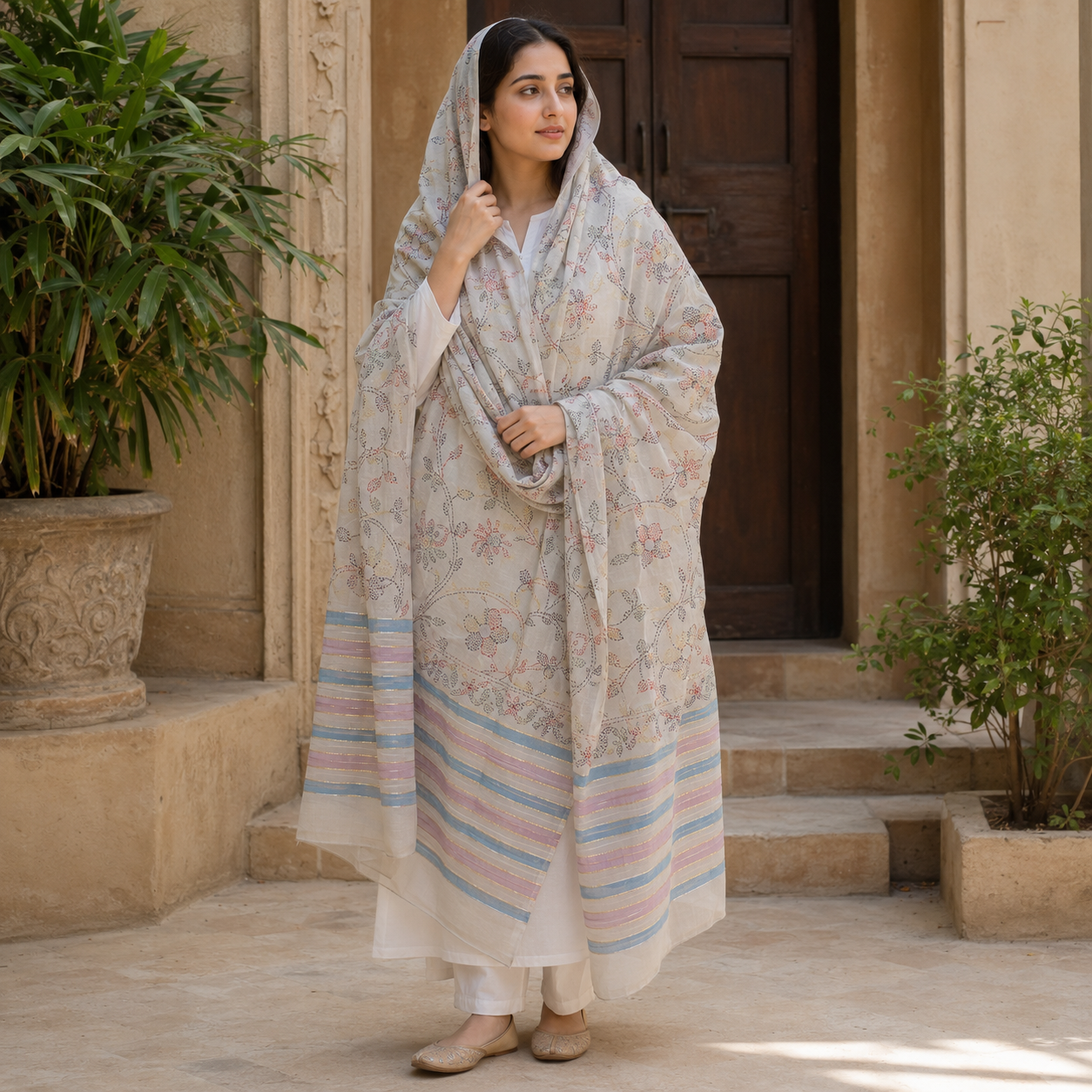 Pure Lawn Handmade Embroidery Fancy Chaddar