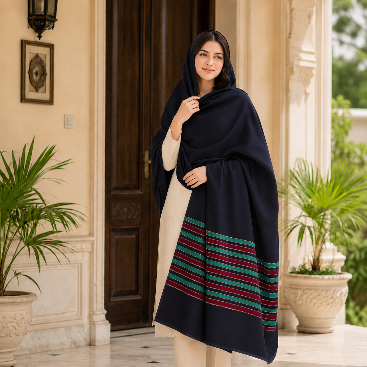 Pure Lawn Fancy Border Chaddar