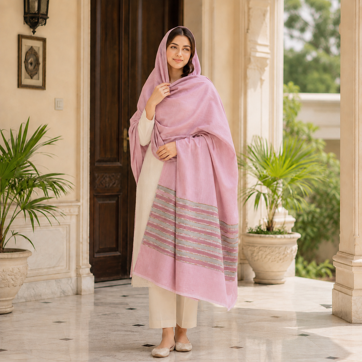 Pure Lawn Fancy Border Chaddar