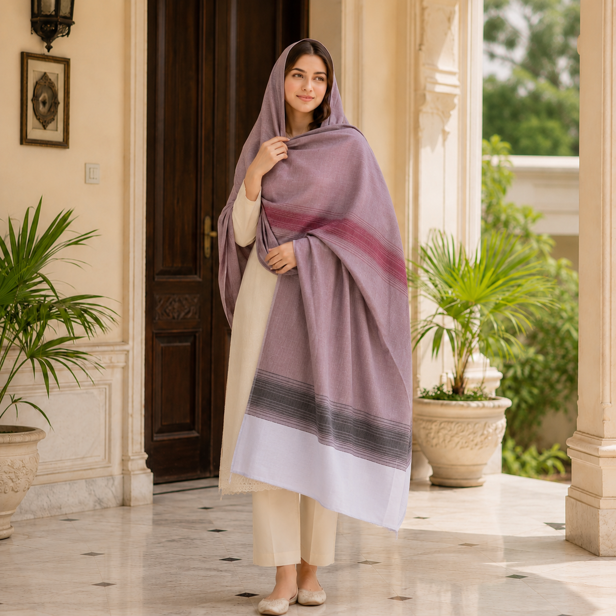Pure Lawn Fancy Border Chaddar