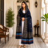 Pure Lawn Rangoli Border With Handmade Sui Print Embroidery Chaddar