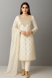 &nbsp;Krinkal Chiffon Hand Made Mirror Work With Tilla All Over Embroidery Shirt With All Over Embroidery Duppata And Masoori Trouser 3Pc Dress Include Same Khussa
