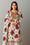 Stuff Light Weight Marina Floral Print With Embroided Mirror Work Shirt And  Embroidery Trouser 2PC Dress