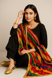 tuff Kattan Silk Plain Shirt And Trouser With Beautiful Multi Lining With Heavy Gotta Lining Across 4 Sided Border Chiffon Dupatta 3PC Dress