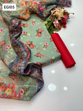Monar Lawn Fabric Digital Print Shirt With Digital Print Monar Duppata And Kataan Plain Trouser Along 3 Pc Dress