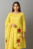 &nbsp;Stuff Paper Cotton Al Over Cross Stich Gulab Embroidery Shirt And Cross Stich Embroidery Dupatta 2PC Dress