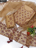 Soft Lawn Fabric 9MM Galla Daman Work Shirt With Same Color 2 Side Pallu Embroidery Organza Dupatta And Lawn Embroidered Trouser 3pc Dress