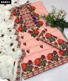GTM Lawn Computer Cross Stitch Galla Daman Shirt With Chiffon Embroidery 2 Side jaal Dupatta And Lawn Embroidery Trouser 3Pc Dress