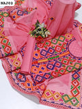 Soft Lawn Stuff Multi Balochi Galla Daman Embroidered Shirt With Chiffon 4 Border Heavy Embroidered Dupatta And Plain Lawn Trouser 3pc Dress