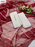 Soft Lawn Chiken Kari Shirt And Trouser With Organza Aari Line Beautiful Dupatta 3Pc Dress