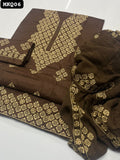 Lawn Cotton Fabric Computer Pakka Work shirt With Chiffon 2 Side Embroidered Dupatta And Lawn Embroidered Trouser 3PC Dress