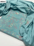 Pure Lawn Fabric Handmade Kacha Pakka Work Shirt With Lawn Embroidered Dupatta And Plain Lawn Trouser 3Pc Dress