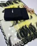 Lawn Chikenkari Shirt And Trouser With Soft Net Embroidered Dupatta 3Pc Dress