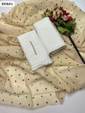 Soft Lawn Chiken kari Work Shirt And Trouser With Paper Cotton Molty Boti Work Dupatta 3Pc Dress With Neckline