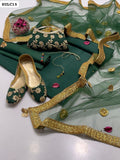 Plain Katan Silk Fabric Shirt And Trouser With Indian Net Hand Stitched Gotta Flower Embroidery And kundan Chatta Work Dupatta With 4 side border and tussles