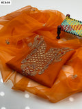 Organza Tilla Aari Beads Embroidery Handmade Shirt With Organza Kundan Dupatta 2PC Dress