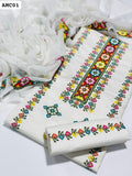 Lawn Cotton Stuff Machine Cross Stitch Galla Daman Embroidery Shirt With Chiffon Embroidered Dupatta And Embroidered Lawn Trouser 3PC Dress