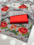 Paper Cotton Cross Stitch Work Shirt And Dupatta With Kataan Silk Trouser 3PC Dress