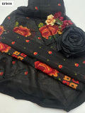 Paper Cotton Cross Stitch Work Shirt And Dupatta With Kataan Silk Trouser 3PC Dress