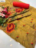 Paper Cotton Cross Stitch Work Shirt And Dupatta With Kataan Silk Trouser 3PC Dress