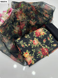 Monar Lawn Fabric Digital Printed Shirt With Organza Printed Dupatta And Plain Katan Silk Trouser 3PC Dress