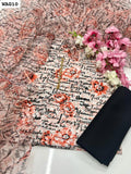 Monar Lawn Fabric Digital Printed Shirt With Organza Printed Dupatta And Plain Katan Silk Trouser 3PC Dress