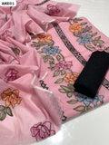 Paper Cotton Stuff Machine Made Tarkashi Jall Embroidery Shirt With Paper Cotton Embroidered Dupatta And Chiken Black Trouser 3PC Dress