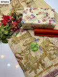 Monar Lawn Fabric Digital Print Shirt And Dupatta With Katan Silk Plain Trouser 3PC Dress