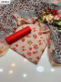 Monar Lawn Fabric Digital Print Shirt And Dupatta With Katan Silk Plain Trouser 3PC Dress