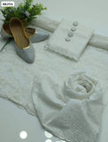Lawn Cotton Chiken Kari Work Shirt And Trouser With Soft Net White Traditional Embroidery Dupatta 3 Pc Dress With Khusa And Buttons